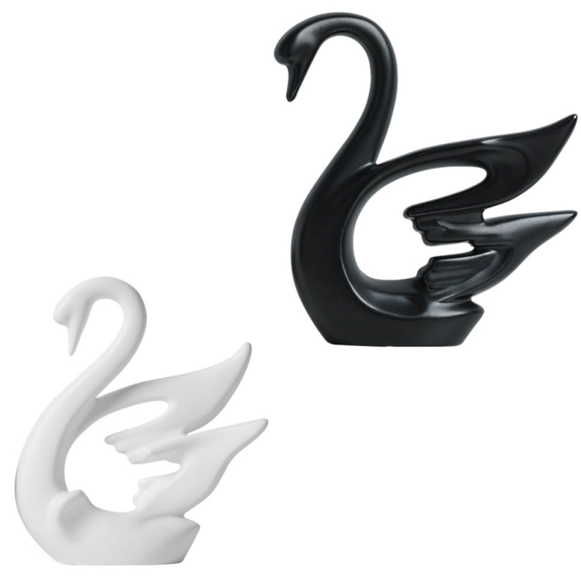 2stücke Teiliges Minimalistisches Schwäne Ornament Elegante Porzellan Figuren Stilvolle Tischdeko für Wohn Büro Langlebige Handgefertigte Dekoartikel
