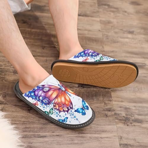 Butterfly House Slippers, Non Slip Slippers for Women Men Warm Slippers House Shoes Indoor Outdoor Slippers 6