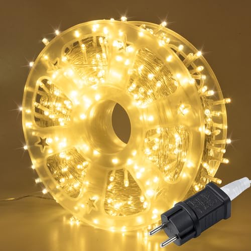 LEECOCO Lichterkette Außen 50m 500 LED, Warmweiß, 8 Modi, IP44...