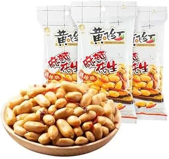Huang Fei Hong Hot Spicy Crispy Peanut Snacks with Red Pepper 110g Pack of 3