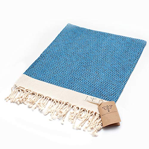 Smyrna Turkish Cotton Original Series Hand Towels - Set Of 2 |16 X 40 In| 100% Turkish Cotton |Large, Soft Hand And Head Towels For Bathroom, Kitchen |No Shrink| Premium Luxury Set - Blue #TOP7