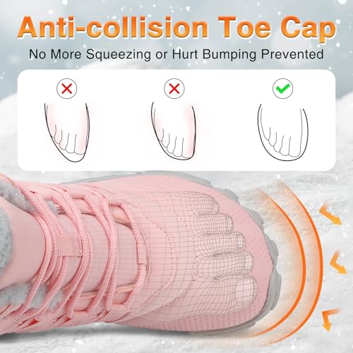 Image of Womens Mens Barefoot Boots Shoes Minimalist Winter Snow Boots Warm Ankle Booties Zero Drop Sole Wide Toe Box Slip on Sneakers