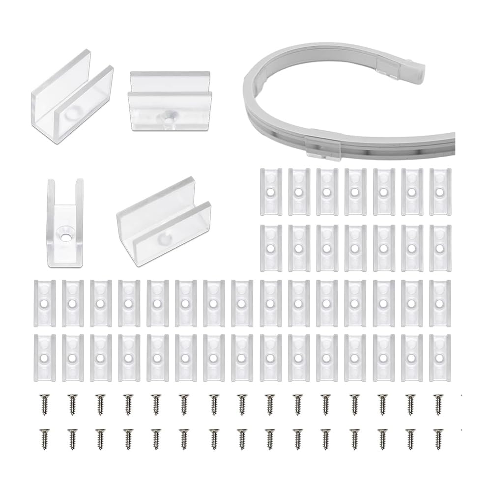 Erpmlyo Transparent White Neon Rope Light Mounting Brackets, 100Pcs Neon Lights Install Fixing Clips Accessories For 6X12mm Led Neon Flex Strip