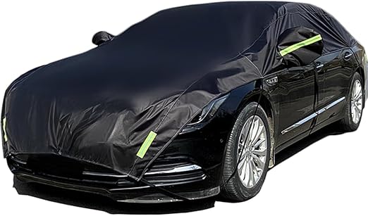 Half Car Cover All Weather Car Body Cover for All Season Sunshade Cover Snow Cover Waterproof 210T Polyester with Cotton (Fit Sedan)