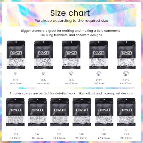 Image of SS12 Silver Rhinestones - 1440pcs Non-Hotfix Glass Nail Gems for Crafts, Makeup Bags & DIY Decoration