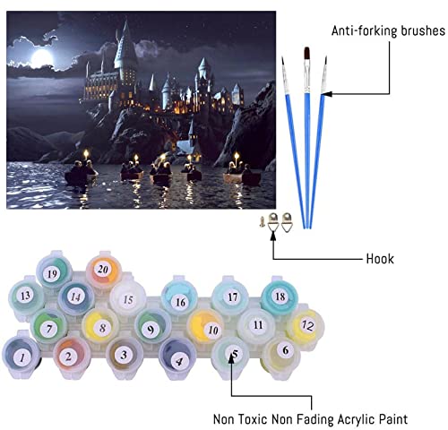 Pchmcu Painting By Numbers Kit For Adults ，Diy Large Size Castle Paint By Numbers For Beginner，Gifts Arts Crafts For Home Decor Lake Boat 16X23.6 Inch #TOP1