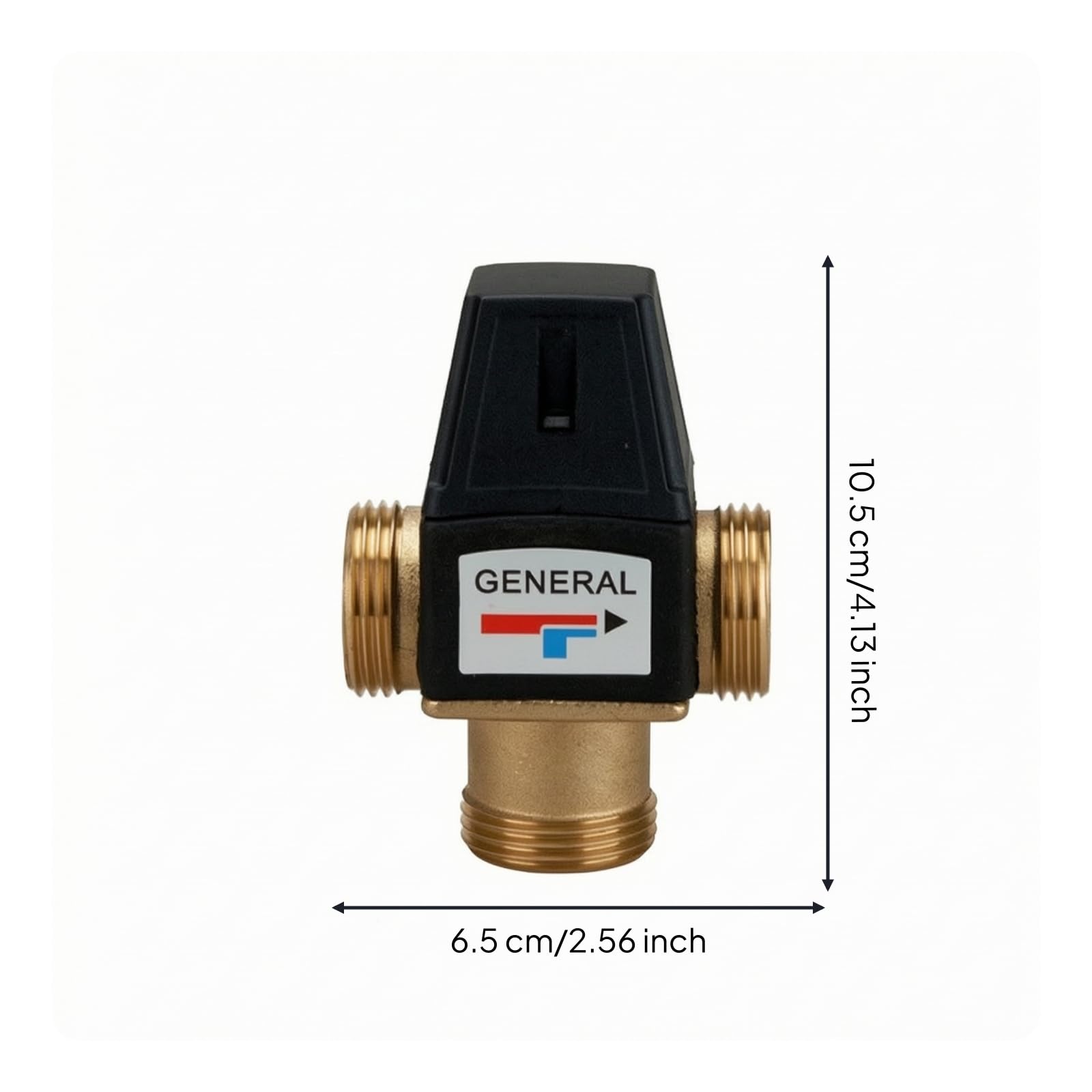 Válvula Termostática de Mezcla Válvula de Control Válvula de Agua Regulador Termostático Cuerpo de Latón con y Rango 35-60°C para Mezcla Segura, 6 Puntos/DN20 Rosca Externa