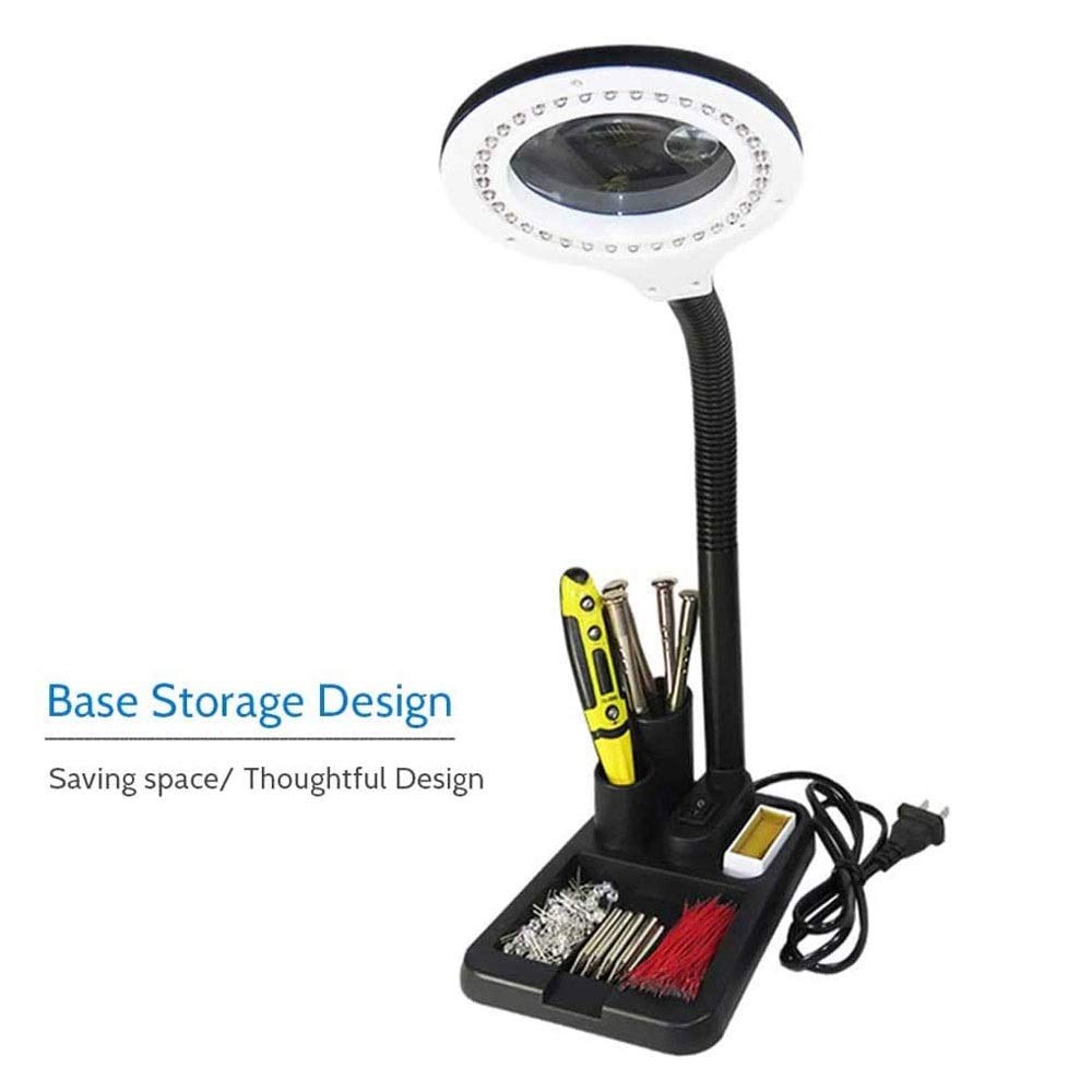 Lampa biurkowa z lupą 5X 10X z podświetleniem LED, lampa do hobby, rzemiosła, inspekcji, czytania książek