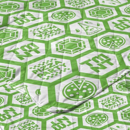 Image of Northwest Nickelodeon Teenage Mutant Ninja Turtles Pizza Party Quilted Throw Blanket, Comfy Throw, Adults Boys Girls, Soft Lightweight Bedding for Bed, or Couch, 60 x 80 inches