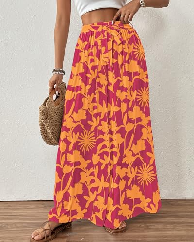 Image of Bsubseach Women Wide Leg Pants Floral Flowy Palazzo Pants