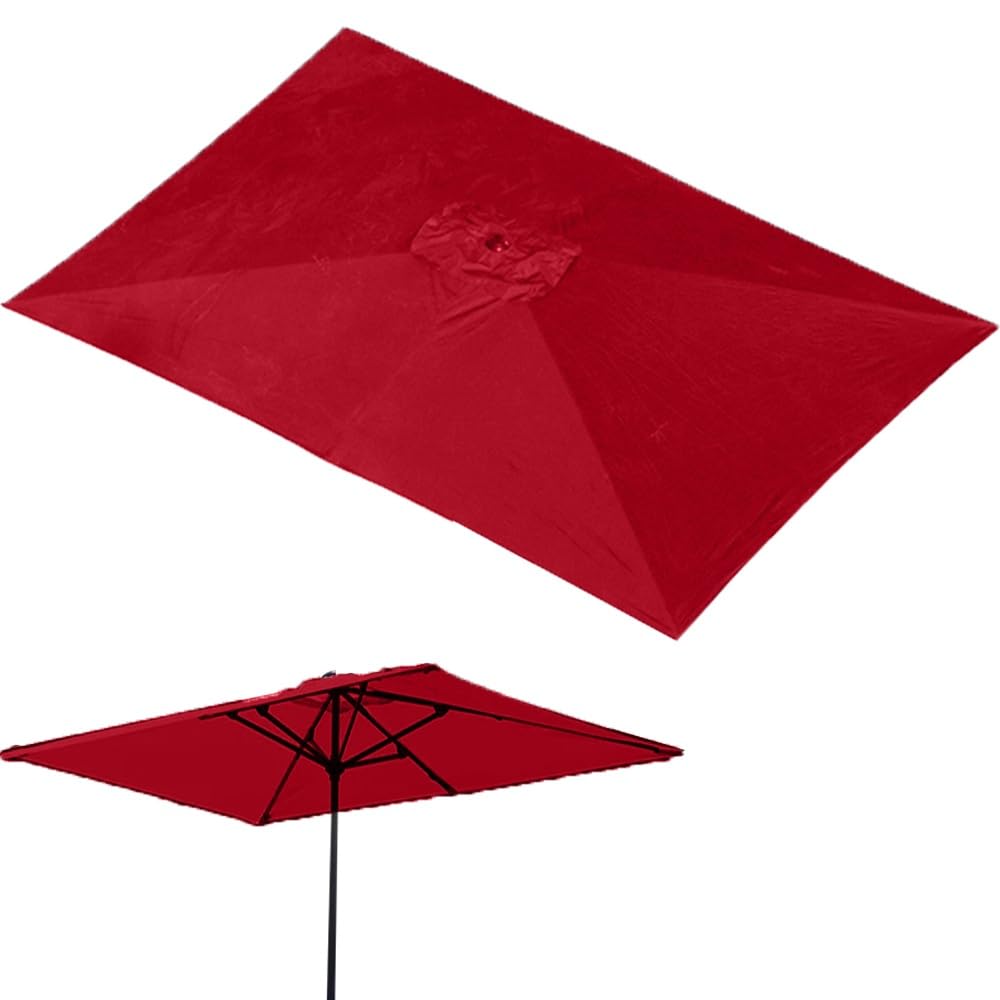 Tela de repuesto para sombrilla rectangular de 3 x 1,9 m, roja e impermeable