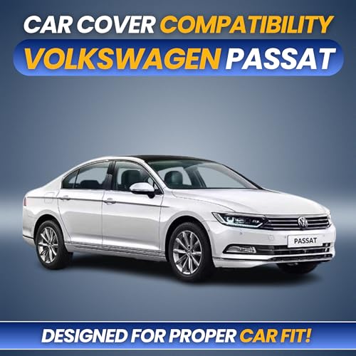 Image of Car Cover for Volkswagen Passat | 100% Waterproof Heavy-Duty 3-Layer Car Body Cover | All-Weather Rain, UV, Sun & Dust Protection | Custom Fit | Mirror & Antenna Pockets | Navy Blue