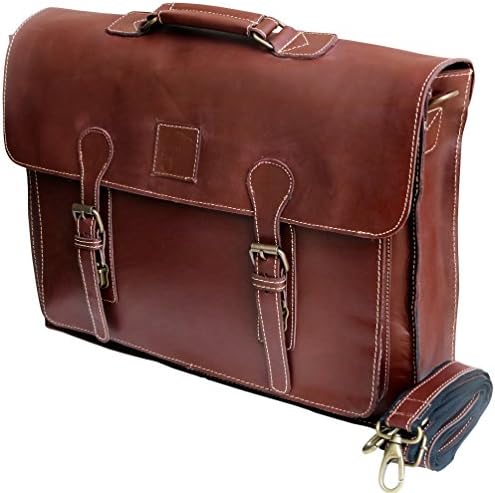 18" Large Dark Leather Bag for Men Messenger Bag Shoulder Bag Mens Laptop Bag Office Bag Cross Body Bag