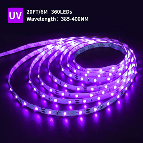 Ontesik 20Ft Led Black Light Strip Kit, 360 Leds, 12V Flexible Uv Black Light Installation, Family Bedroom, Party Wedding, Halloween, Dark Party, Non-Waterproof… #TOP1
