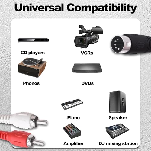 Cable de audio DIN de 5 pines a 2 RCA para eliminar ruidos al conectar el tocadiscos clásico 4