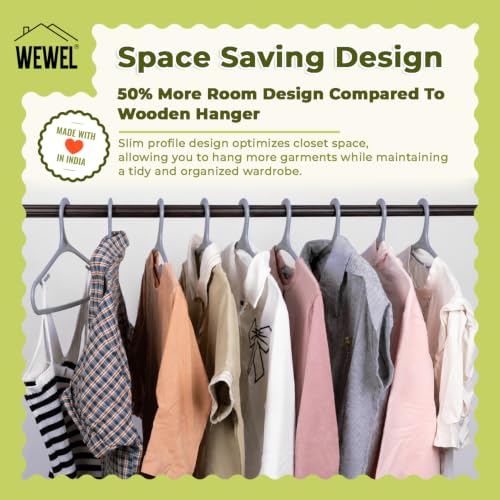 Image of WEWEL 25 Pcs Premium Hangers for Hanging Clothes (Matt Finish)(Bendless Design)(Grey | 25)