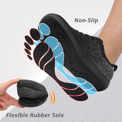Women's Walking Shoes Wide Toe Box Diabetic Barefoot Shoes with Breathable Zero Drop Sole for Edema, Back Pain Relief 5