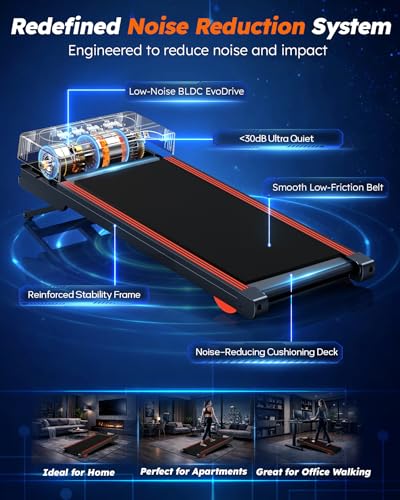 Image of Walking Pad Treadmill with Auto Incline 12%-12Level, Quiet BLDC EvoDrive, Under Desk Treadmill for Home Office, Full Metrics Display, Extra-Large Belt, Quadra Cushion, 300lbs Capacity, App Control
