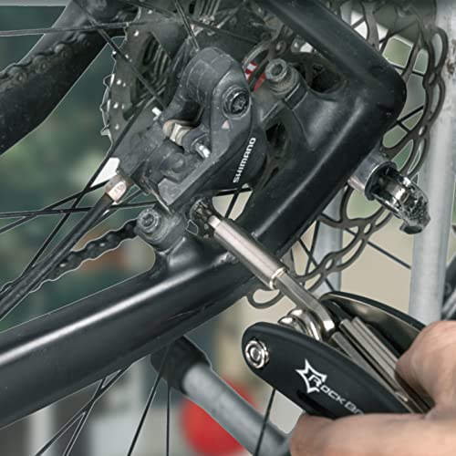 ROCKBROS Fahrrad Multitool 16-in-1 – Faltbares Fahrrad Reparaturset aus Stahl, Kompakt & Leicht, Schwarz, 1 Set