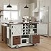 TERRUPEX 54 Inch Farmhouse Kitchen Island with Drop Leaf & Power Outlet, All-in-One Rolling Kitchen Cart with 2 Drawers, 2 Doors, Spice Rack and 4 Large Wheels (White)