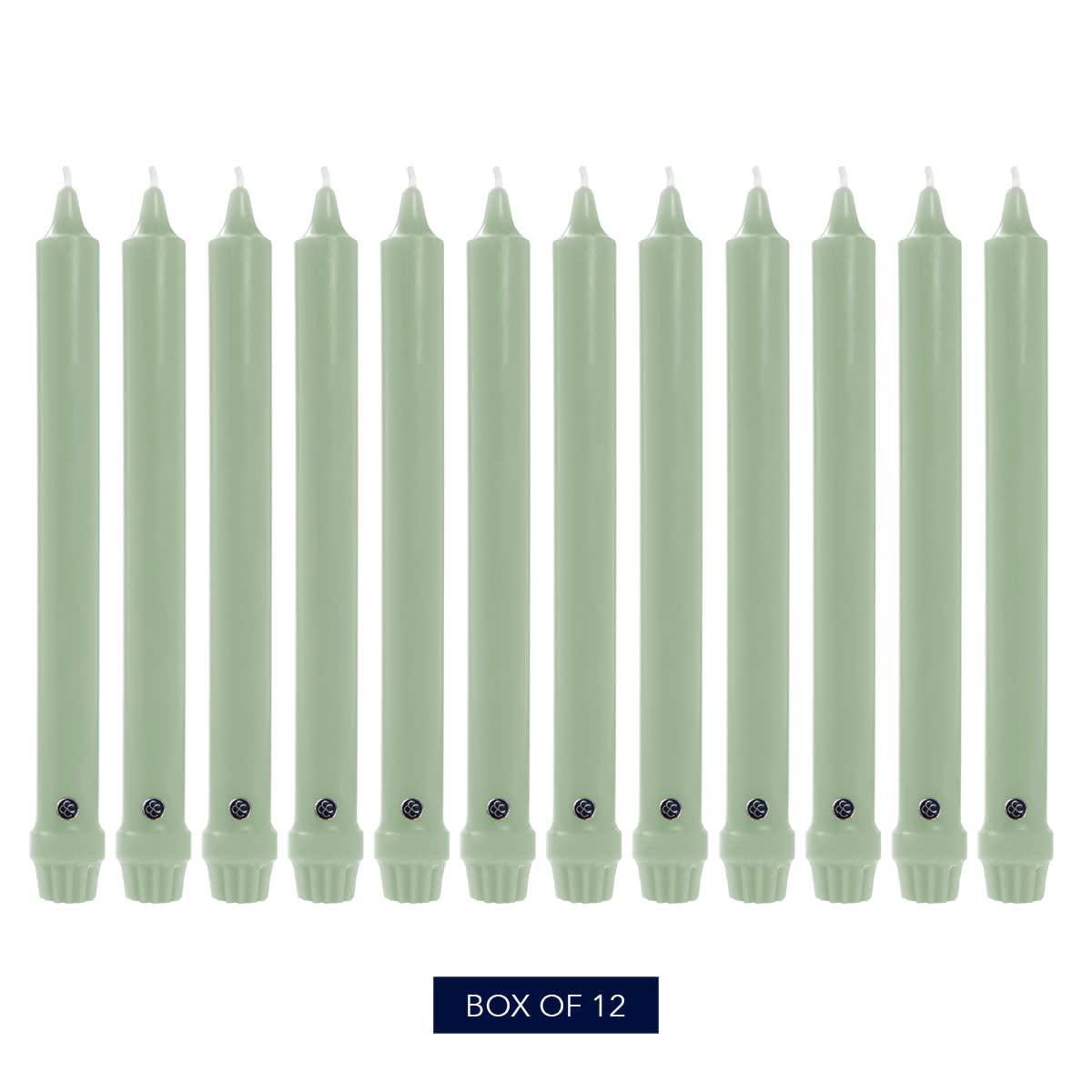 Colonial Candle Unscented Taper Candle, Classic Collection, Colonial Classic Green, 8 in, Pack of 12 - Up to 6 Hours Burn