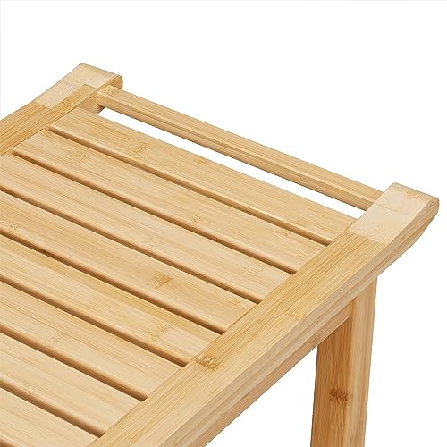 Taburete de baño de bambú Relaxdays de dos plazas con estante inferior 7