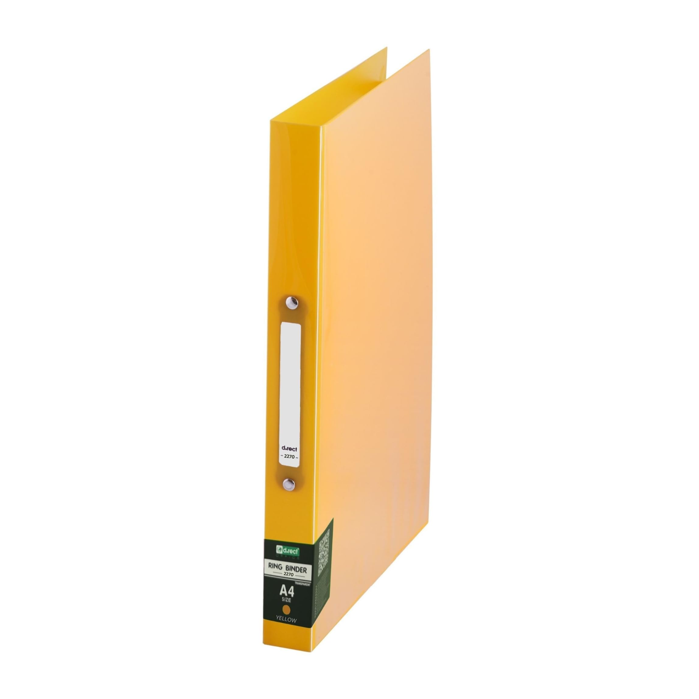 D.RECT A4 Ring Binder 2 Ring 35mm Spine – Durable PP Lever Arch File Folder with Inside Pocket – Yellow