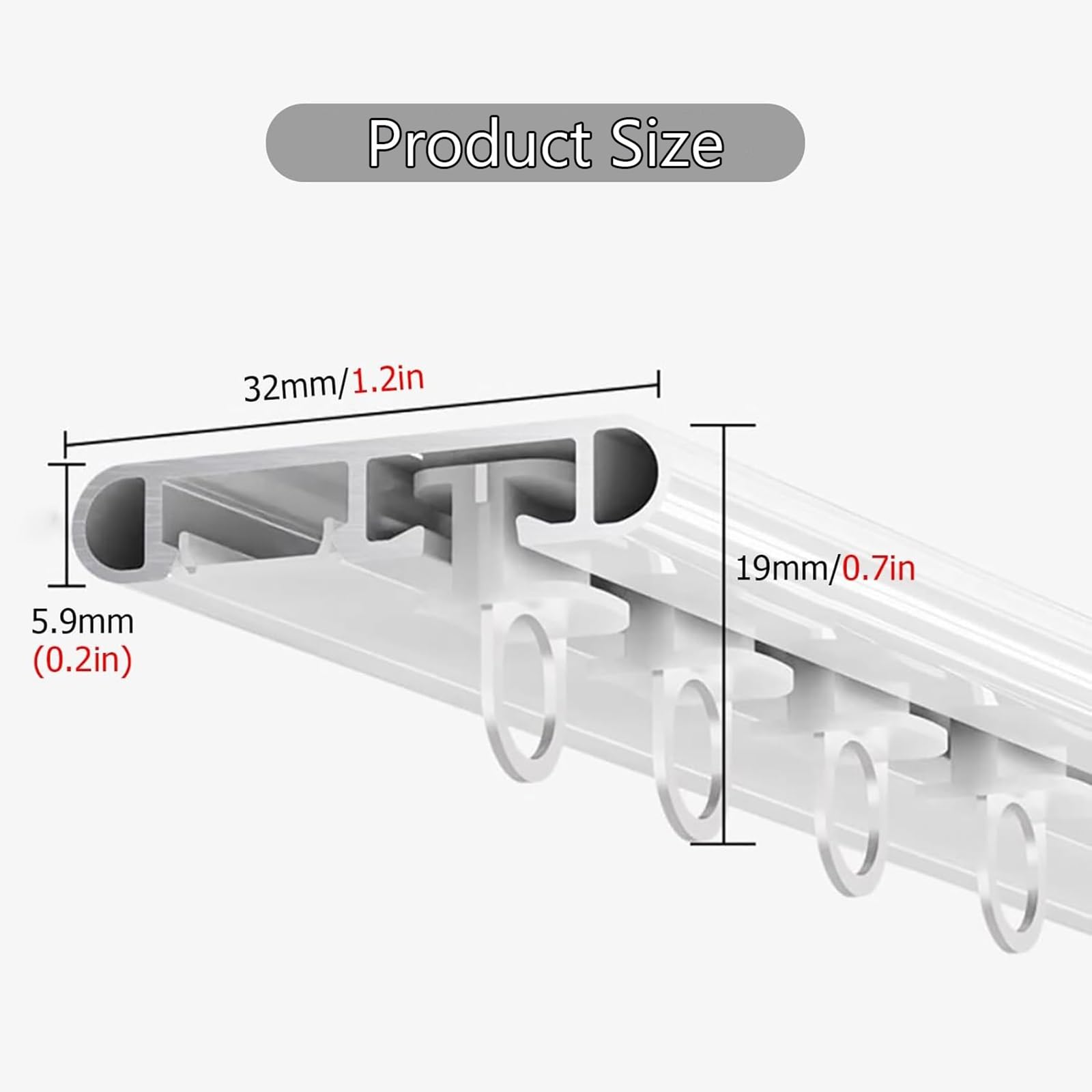 Rail De Rideau De Plafond Ultra-Fin Tringle À Rideau Montée Au Plafond Rail Rideaux Plafond Silencieux en Alliage D'aluminium pour Bureau, Salon, Chambre(White,1.8m(2 * 90cm))