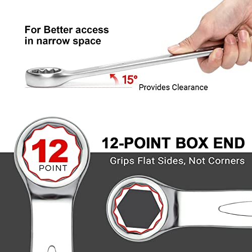 Image of Jetech 33mm Combination Wrench, Metric 12-Point Chrome Vanadium Steel Spanner, Industrial Grade with 15-Degree Offset, Sand Blasted Finish, Heat-Treated Forged Tool