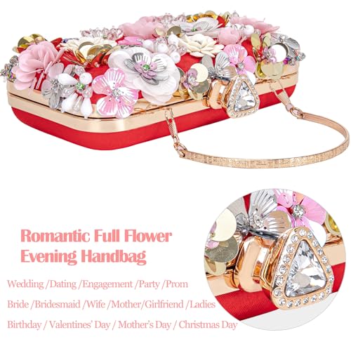 Image of BBTT.ful Women Clutches Flower Evening Handbag Chain Strap Shoulder Bag handbag Wedding bag purse