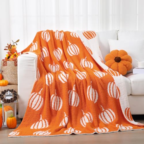 Buryeah Fall Pumpkin Knit Throw Blanket, 50 x 60 Inch Autumn Hall...