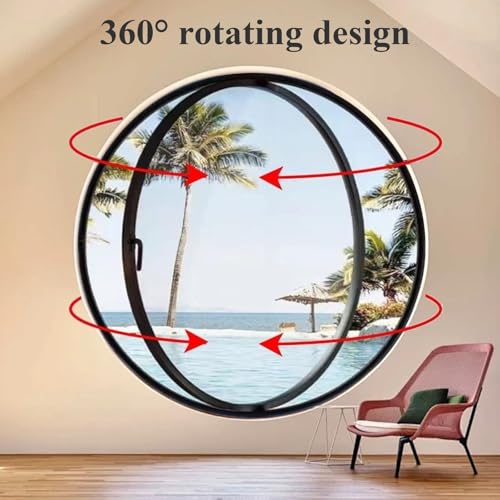 Obrotowa o 360° okrągła lampa portowa ze szkła hartowanego | okno do montażu podtynkowego ze stopu aluminium do łazienki sypialni salonu | elegancki biały design 60 cm akcent do dekoracji domu