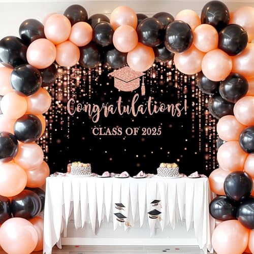 Mocsicka Class of 2024 Backdrop Rose Gold Glitter Bokeh Graduation Party Background 2024 Congrats Grad Prom Party Cake Table Decoration Photo Booth Props (10x7ft)