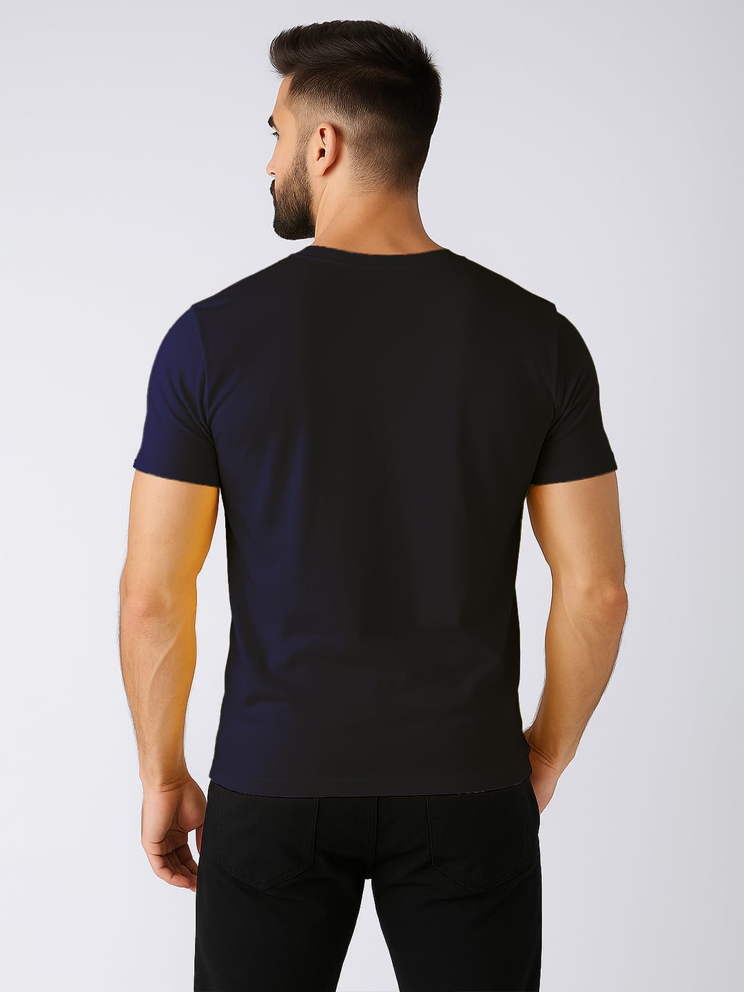 Friskers Men’s Navy V-Neck T-Shirt, Cotton Half Sleeve Regular Fit Solid Casual Wear T-Shirt for Men 2