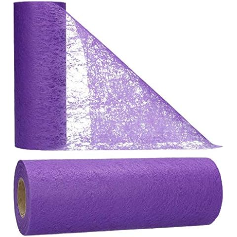 AmaCasa Table runner non-woven table ribbon flower decoration wedding communion 15cm/20m roll (Violet, 5.9 inch) Cover