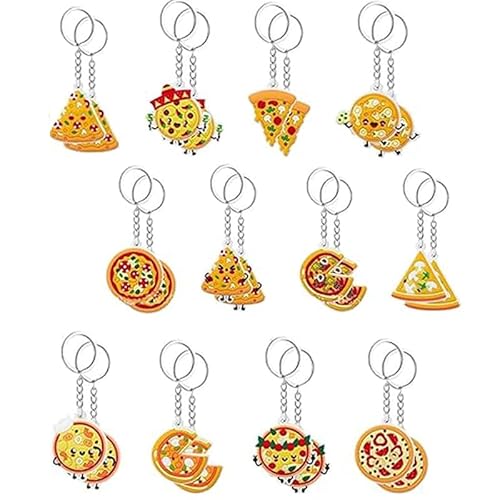 WTYPOPK 24 Pizza Keychains, Assorted Styles and Colors Food Keyring