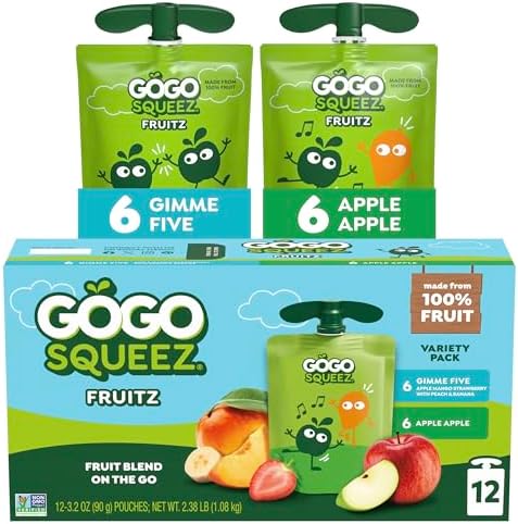 GoGo squeeZ Applesauce and Fruit Puree Variety Pack, Apple & Gimm...