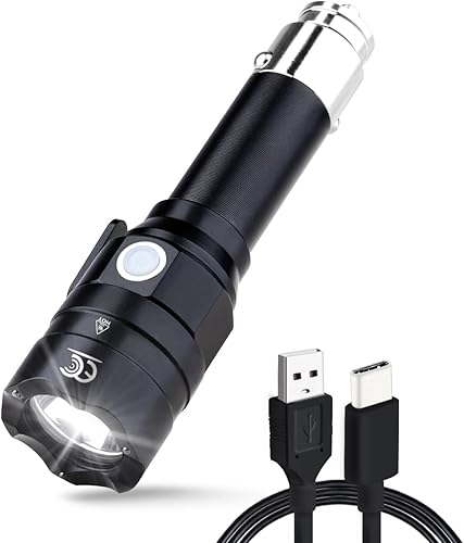Linterna pequeña recargable con encendedor de cigarrillos de coche de 12 voltios y USB C para vehículos de emergencia, herramienta de escape de