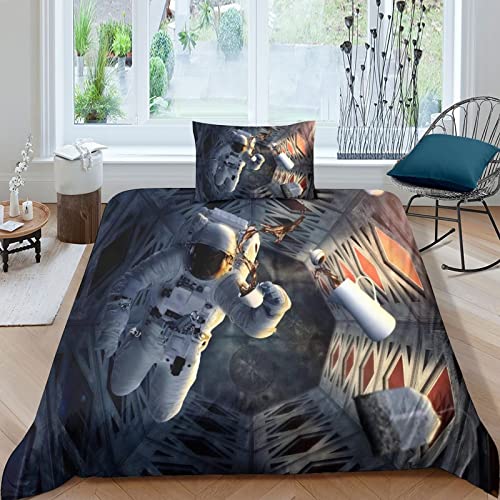 Housse de couette astronaute 3D microfibre 135x200cm avec taie d'oreiller - 5