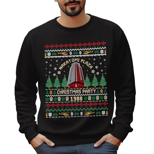 Christmas Movie Ugly Sweatshirt - Black, Small, Unisex-Adults, Christmas Enthusiasts
