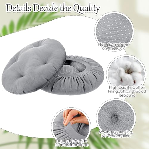 Image of 4 Pieces Bar Stool Cover Non Slip Padded Cushion, 12 Inch, Light Gray