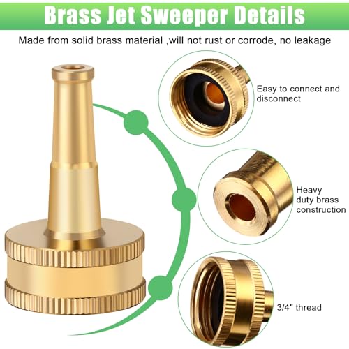 Jagely EA-JAGELY-1889 12 Pack Sweeper Nozzle For Garden Hose Solid Brass Jet Sweeper Jet Nozzle 2 Inch Hose Jet Nozzle thumb #2