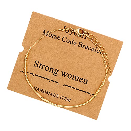 Image of JoycuFF Inspirational Morse Code Bracelets for Women Silver Beads Jewelry Encouragement Mantra Gifts for Her