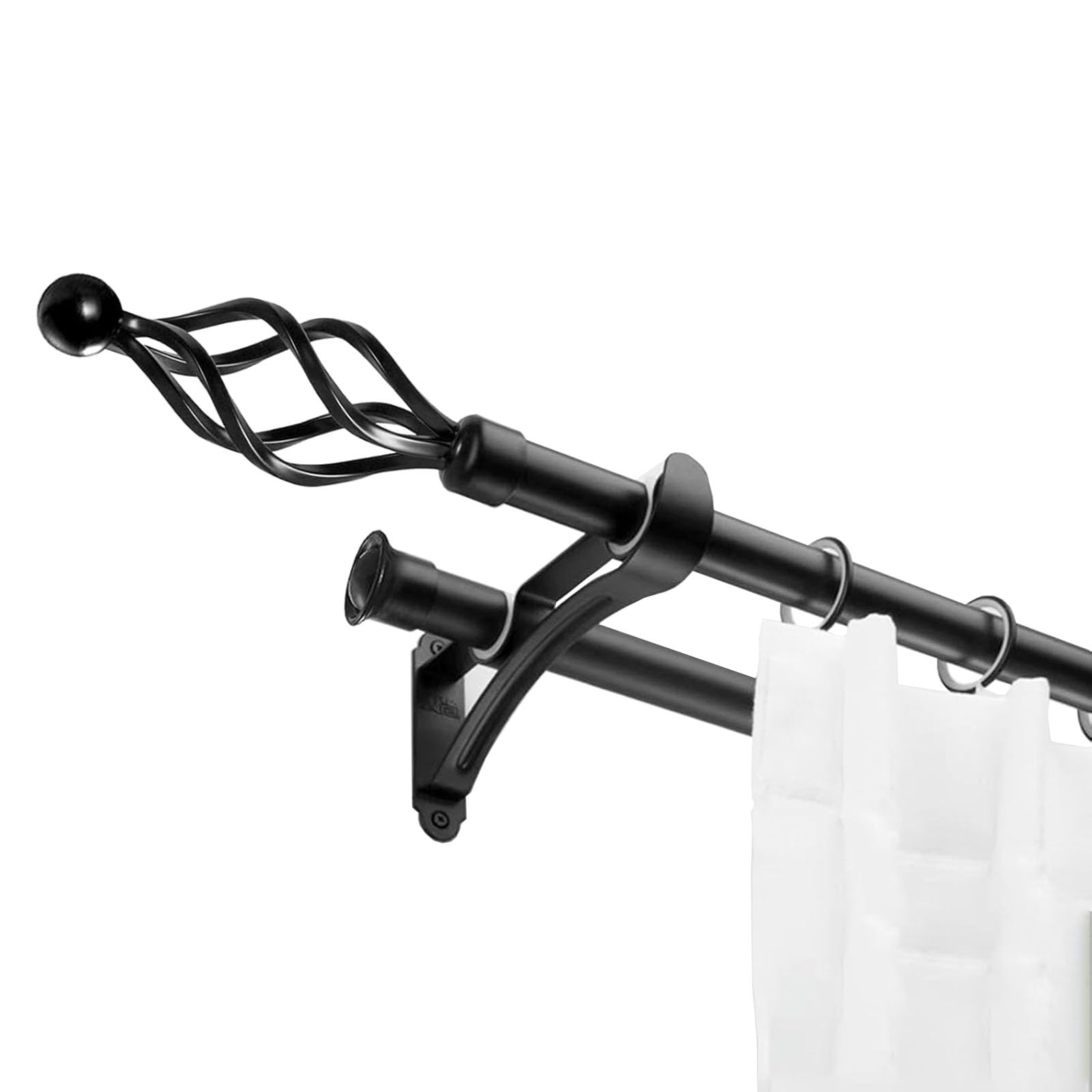 Barra Cortina Doble, Barra de Cortina de 2 Rieles Barra de Cortina de 70cm Juego de Barra de Cortina de Metal Soporte de Cortina Doble con Soportes y Piezas Finales para Sala de Estar Dormitorio