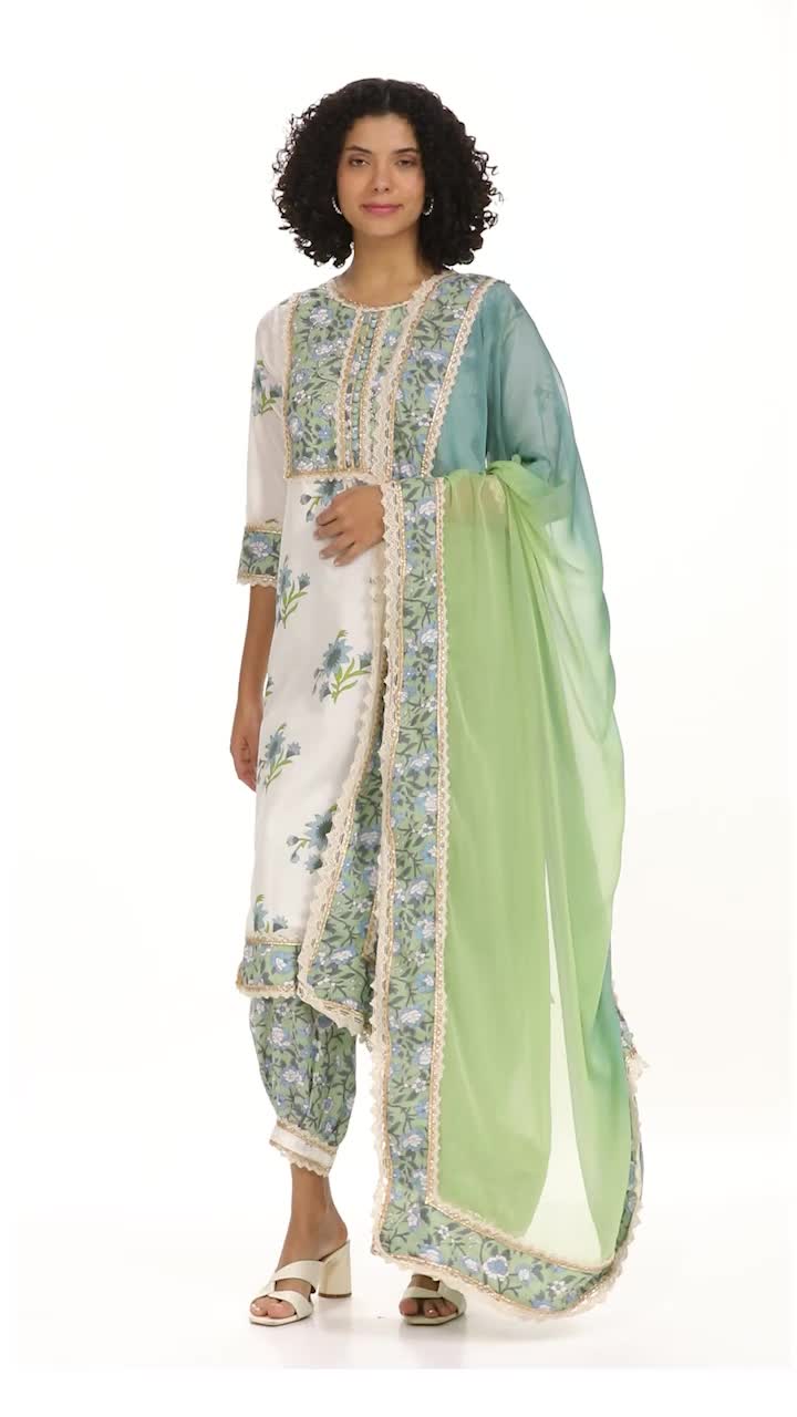 Buy ishin Women's Pure Cotton Embroidered A-Line Kurta suit