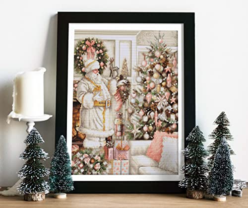 Luca-S Cross-Stitch Kit Santa In White Coat, Counted Cross-Stitch Kit For Adults, Embroidery Needlecraft Set #TOP7
