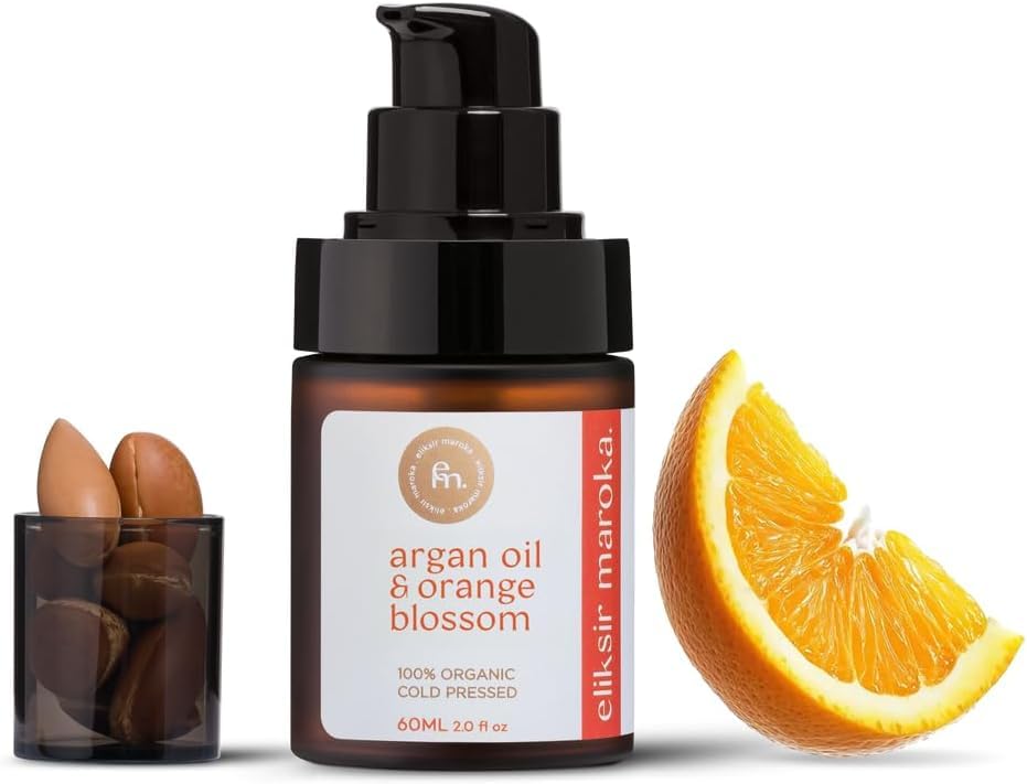 Eliksir Maroka Aceite de Argán Perfumado Flor de Naranjo 60ml – Hidratante Antiarrugas y Regenerador – Aceite Facial, Corporal y Capilar – 100% Orgánico, Vegano, Prensado en Frío