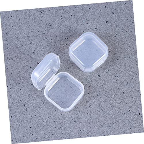 Image of STOBOK Pcs Mini Clear Plastic Storage Boxes with Hinged Lids, Portable Transparent Square Containers for Organizing Small Items, Jewelry, Crafts, and Hardware