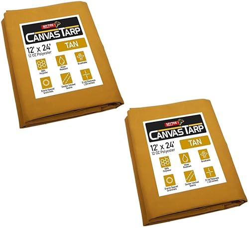 Miniatura 35 de Mytee Products Lona de lona marrón oscuro de 6 x 8 pies de 12 onzas, resistente al agua y transpirable, lonas resistentes, cubierta de lona