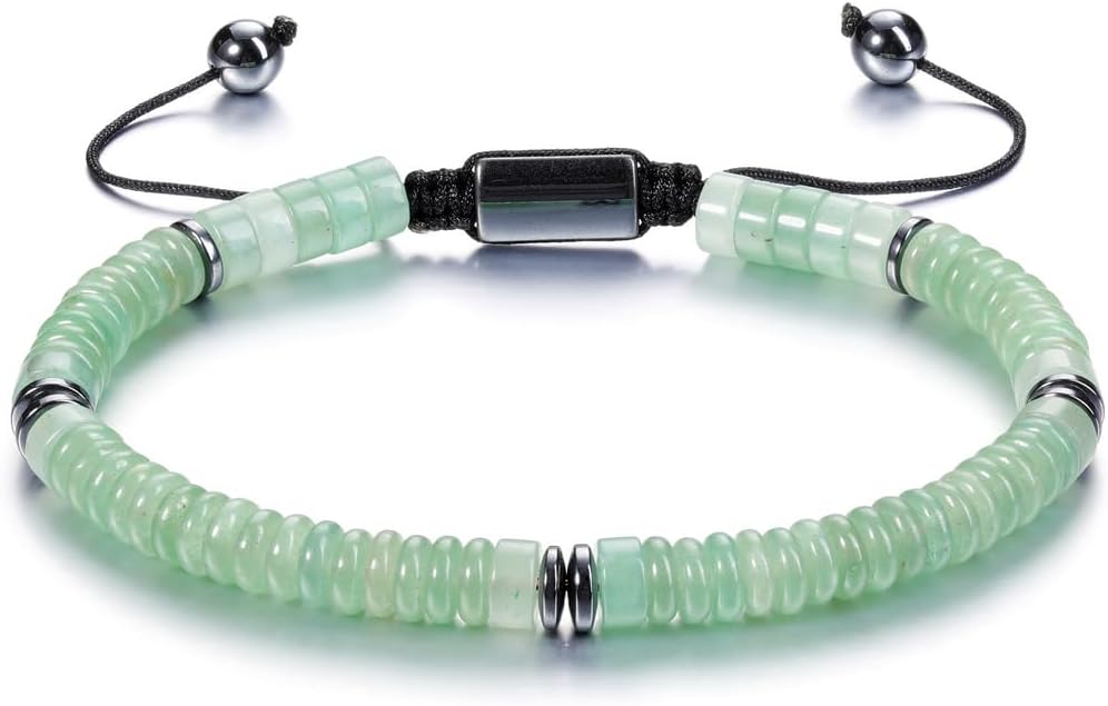 JoviviHealing Crystal Bracelet for Men Hematite Black Obsidian Tiger Eye Gemstone Beaded Bracelets Adjustable Protection Crystals Natural Stone Beads Bracelet for Men Women Anxiety Relief